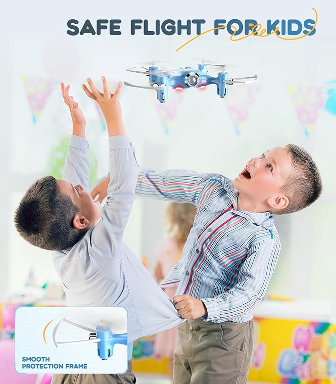 SYMA Drone for Kids, Easy Pocket RC Quadcopter with Altitude Hold, 3D Flips, Speed Switch Modes, Headless Mode, Protection Guards Helicopter Gift for Boys Girls Light Blue