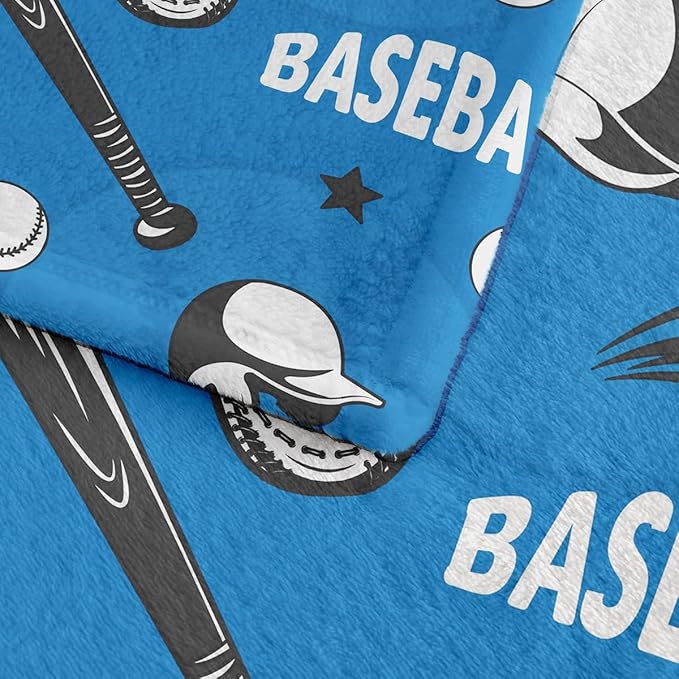 Wajade Baseball Gifts for Boys Girls - Baseball Blanket Birthday Christmas Decor for Kids Age 3 4 5 6 7 8 9 10 11 12 Years Old Teens Child Toddler Throw Blue 50"x60"