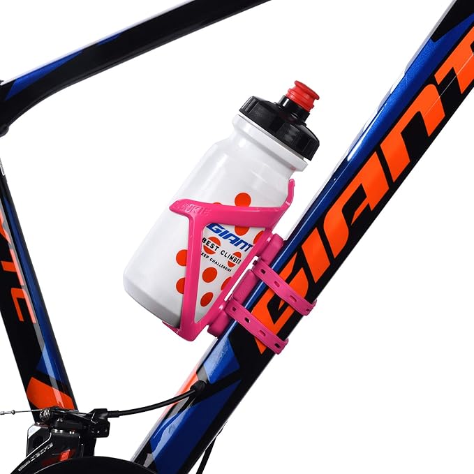 ZONKIE Bicycle Bottle Cages, Plastic Bike Bottle Holder with Cage Mounting Base (Pink)