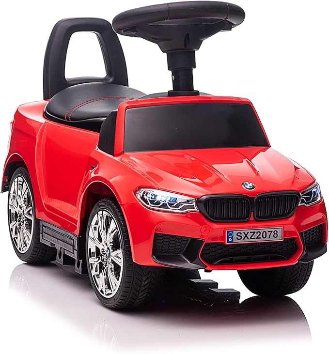 Best Ride On Cars BMW 4 in 1 Battery Powered Push Car, Red, Large