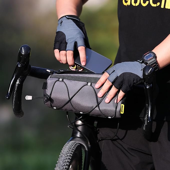Rhinowalk Bike Handlebar Bag, Bicycle Front Bag Shoulder Bag Storage Bag with Shoulder Strap for Road Mountain Bike Cycling Travel