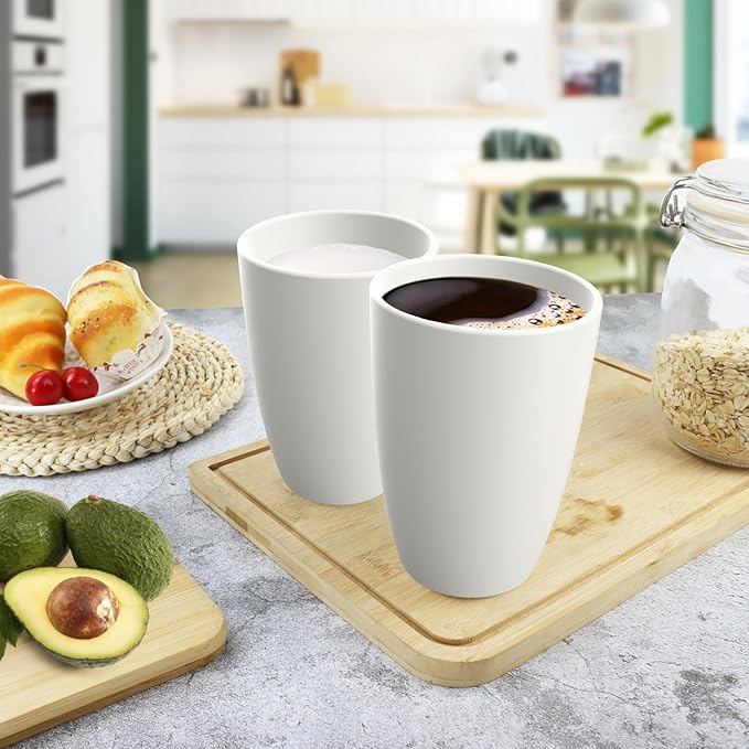 Drinking Glasses 20 OZ Tumbler Large Cups Wheat Straw Cups Set of 6 | Alternatives to Plastic Tumbler Dishwasher Safe Water Glasses Drinking Cup Reusable Cups for Kitchen - White