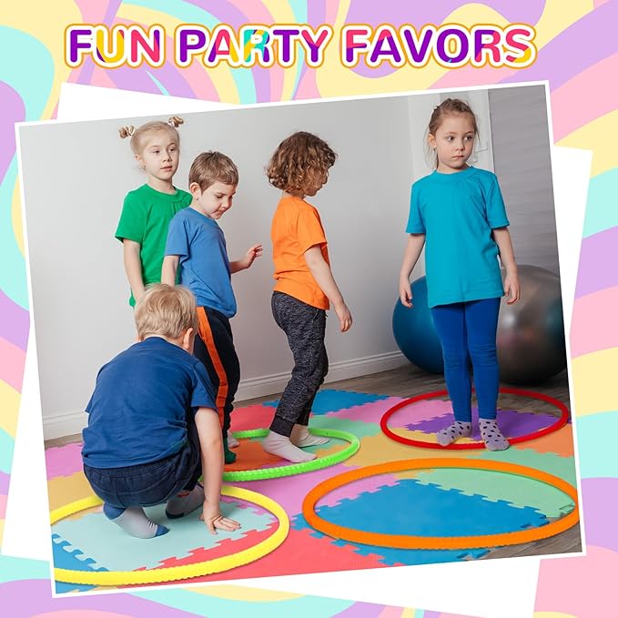 Sratte 12 Pcs Toy Hoop for Kid Detachable Adjustable Toy Hoop Colored Exercise Ring Plastic Circle for Kid Teen Gymnastics Equipment Require Self Assembly(28 Inch,Warm Colors)