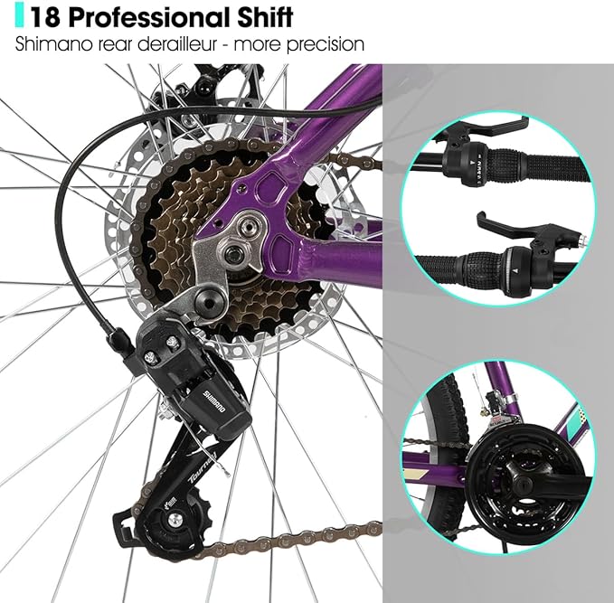 HILAND 26 Inch Mountain Bike for Women Girl, 21 Speed with Front Suspension Fork, Aluminum Frame MTB, Adult Ladies Womens Bike Mens Bicycle