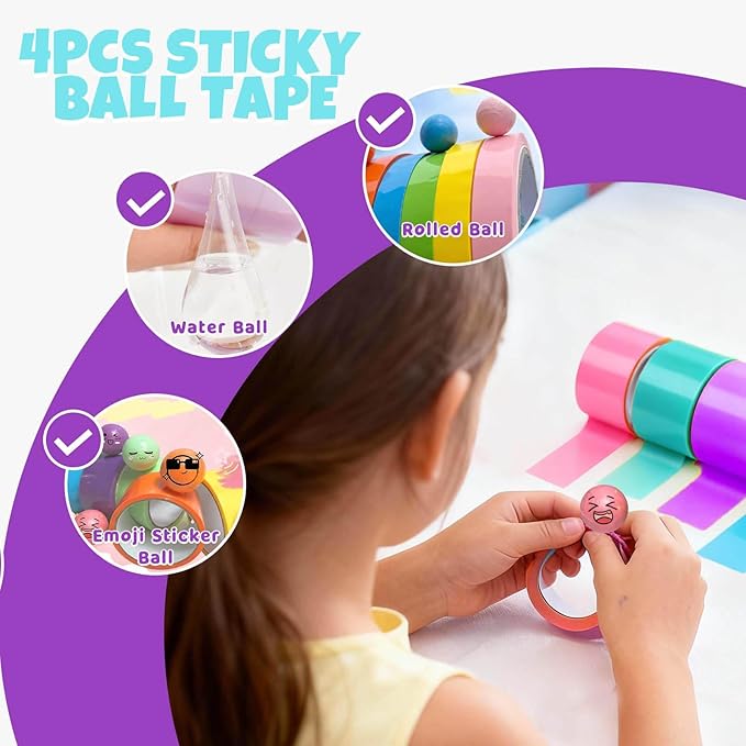 Nano Tape Bubble Kit for Kids, 4 Sticky Ball Tapes and 5 Nano Tapes, Squishy Maker Making Kit, Christmas Birthday Arts and Crafts Gifts for Girls, Cute Things Toys for Girls 4-6 8-10 10-12 Years Old