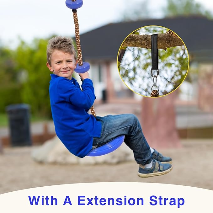 REDCAMP Outdoor Kids Swingset, Trapeze Swing Bar and Climbing Rope with Heavy Duty Coated Chains and Carabiners, Backyard Playground Accessories (Blue)