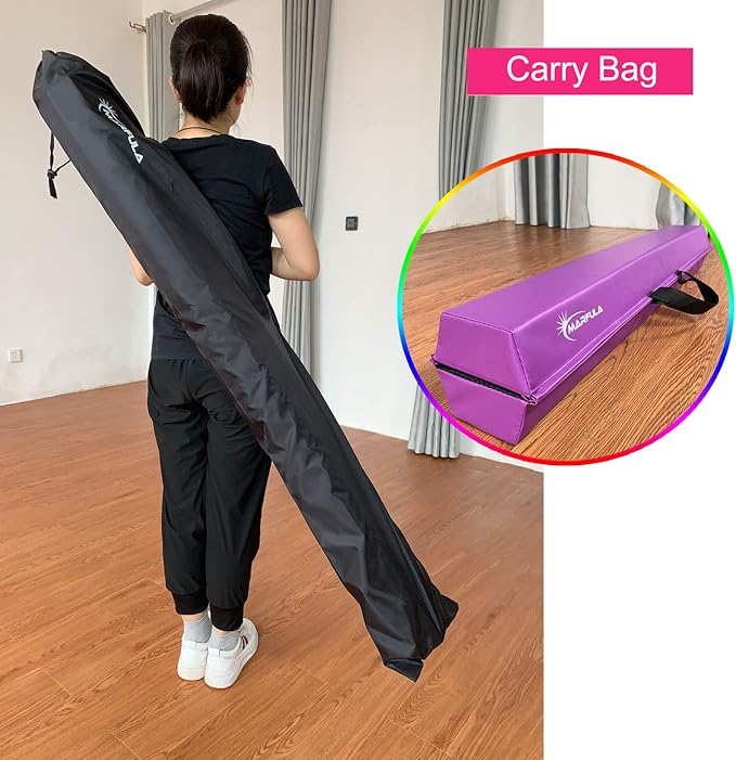 Balance Beam - Folding Floor Gymnastics Equipment for Kids, Non Slip Base - 6 FT to 10 FT for Home Gym Use