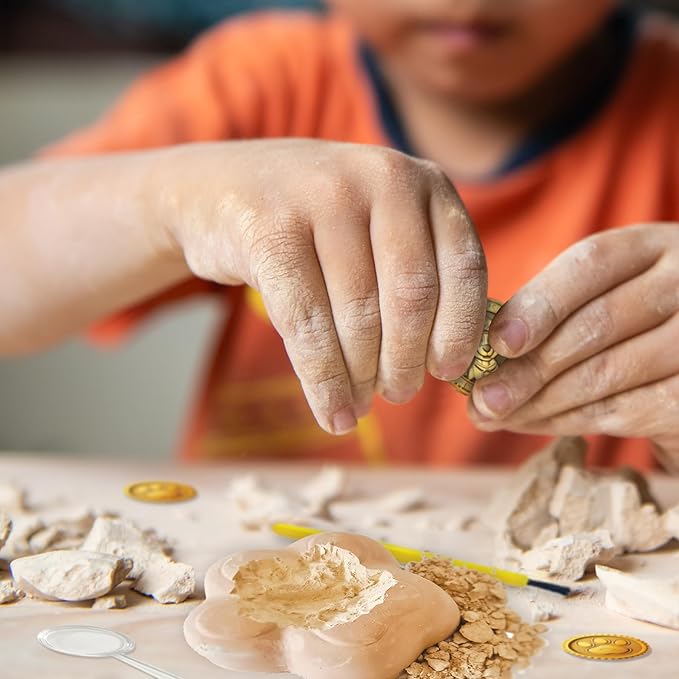 PAW Patrol Dig-Up Treasures Kit – 3 Dig Blocks with Hidden Golden Coins – Includes Chisel, Brush, Hammer & Magnifying Glass –STEM Archaeology Toy for Kids Ages 6+