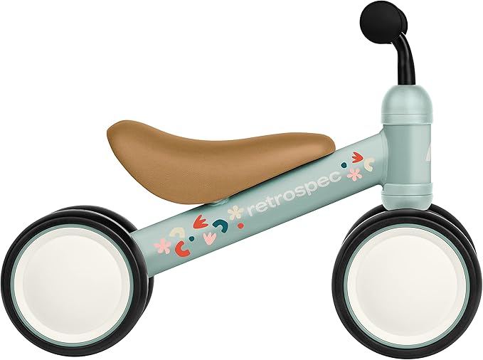 Retrospec Cricket Baby Walker Balance Bike with 4 Wheels for Ages 12-24 Months - Baby Toys & Toddler Toys for 1 Year Olds - Ride On Bicycle - Boys & Girls