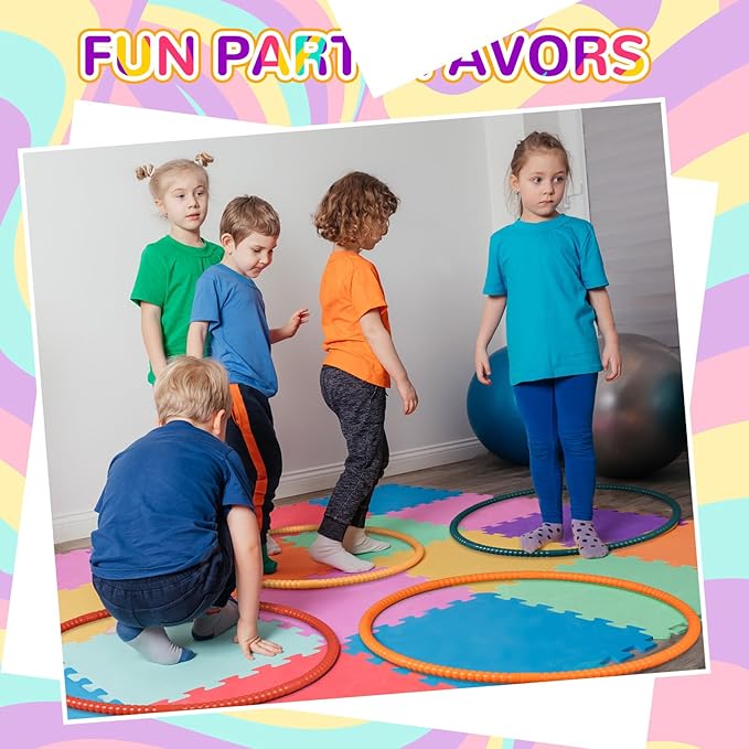 Libima 16 Pcs Toy Color Hoop for Kids, Detachable Adjustable Light Weight Plastic Colored Hoops Toy Circles for Party Games, Dance, Dog Agility