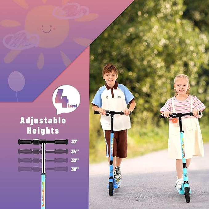 Caroma Electric Scooter for Kids Ages 6-14, 250W/180W/150W Motor & 15 Mph, 85 Mins Ride Time, Adjustable Height & Speed, LED Display, Kids Electric Scooter, Best Gifts for Boys & Girls