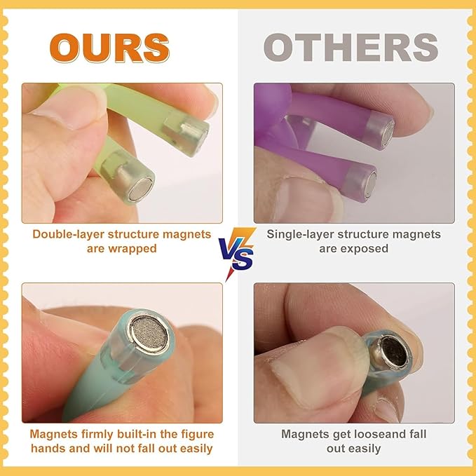 Magnetic Men, Whimsical and Colorful Humanoid Magnetic People Toys, 4pcs, Synthetic Resin