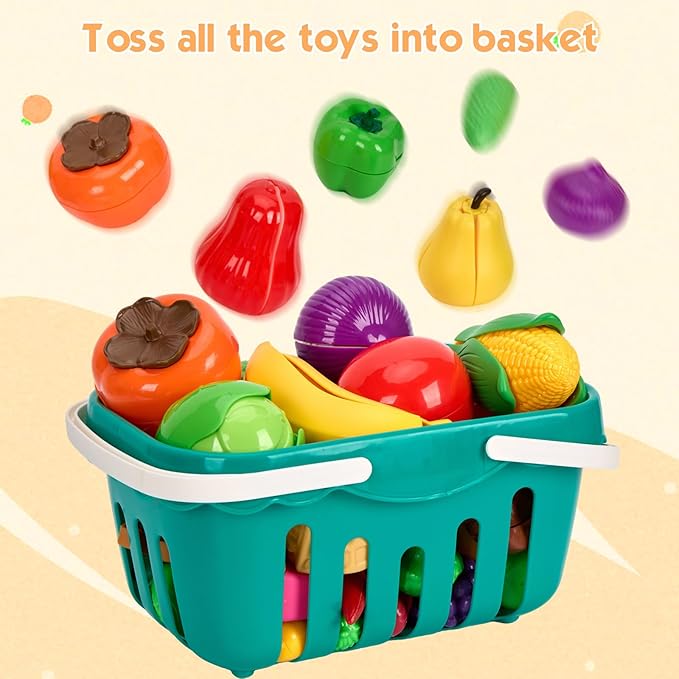 200Pcs Mini Play Kitchen Accessories for Kids, Pretend Cooking Playset with Cookware, Tableware & 2 Fruit Sets, Learning Gift for Girls, Boys, Toddlers, Green