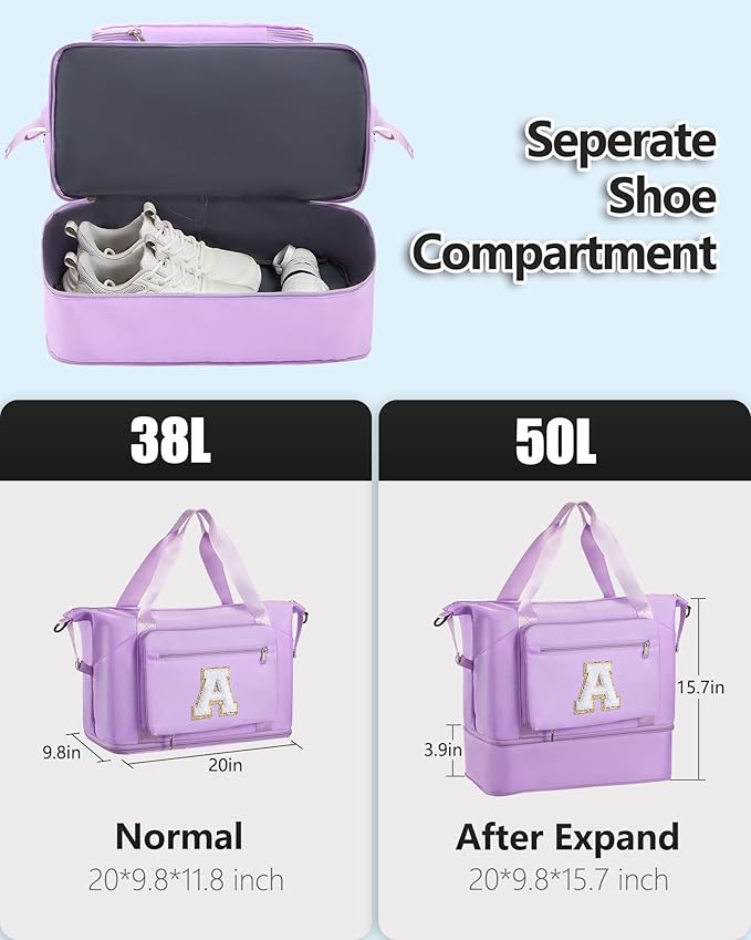 Gifts for Teenage Girls,Hospital for Women Labor Delivery Duffle Bag, Large Clinical Nurse Nursing Mommy Baby Bag,Personalized Initial Carry On Travel Duffel Bag for Kids Teenage Ladies-Purple A