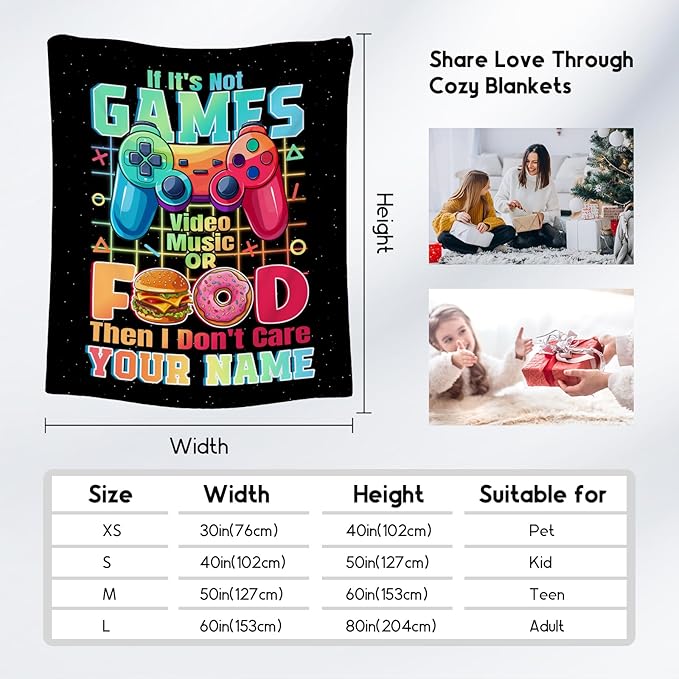 UNIKITTY Personalized Boys Blanket - Gaming Blanket for Kids Adults - 30"x40" Custom Girls Throw for Chair Office Video Games Accessories - Boys Room Decor Presents Ideas