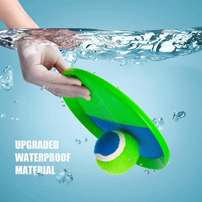 PlayZap Toss and Catch Ball Set Ultra Sturdy ABS - Family Games Christmas Stocking Stuffers Gift for Toddlers Kids Teens Boys Girls 3-5 5-8 8-13+ Yrs - Baseball Toys for Beach Pool Yard Outdoor 6 Pack