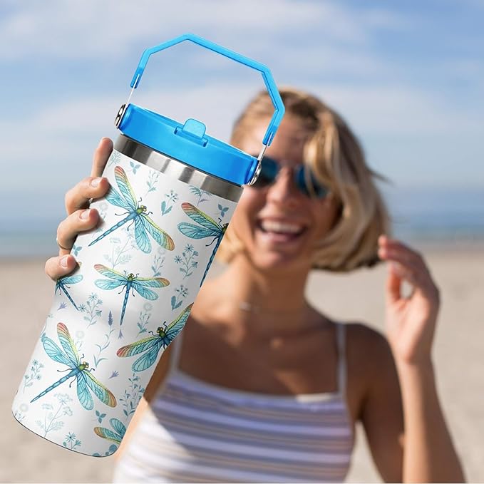 30 oz Dragonfly Tumbler With Lid and Straw,Dragonfly Reusable Water Bottle Cups Coffee Mug Travel Tumbler,Dragonfly Gifts for Women,Dragonfly Ornament, Stuff, Accessories