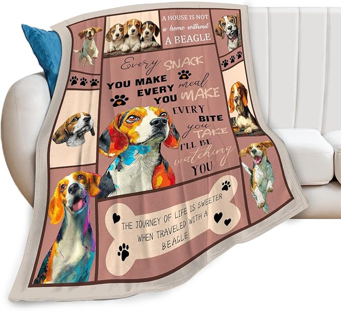 Beagle Throw Blanket Beagle Puppy Stuff Gifts for Dog Lover Kids Girls Boys Adults Women Men Soft Cozy Warm Plush Fluffy Fuzzy Fleece Blanket Decor 50''X60''