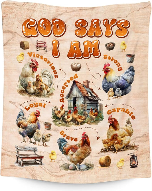 Chicken Throw Blanket, Gifts for Women & Kids - Warm Cozy Fleece, 40"x50"