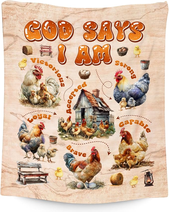 Chicken Blanket, Chicken Gifts for Women Adults Chicken Lovers, Kids Throw Blanket for Girls Boys, Inspirational Gifts for Women, Fleece Warm Cozy Throw Blanket Decorations for Bed, 50"x60"
