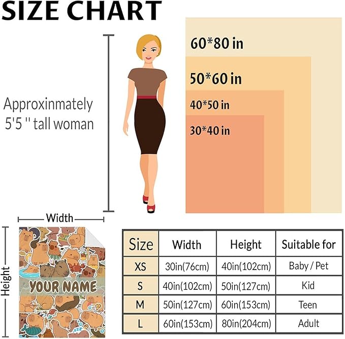 Personalized Blanket Gifts with Name - 40x30 Inches Cute Throw Blanket for Kids, Girls & Boys - Brown Soft Fuzzy Blankets for Lap, Chair