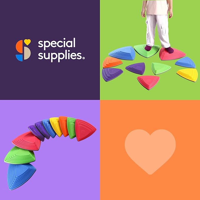Special Supplies 10 Stepping Stones for Kids Indoor and Outdoor Balance Blocks Promote Coordination, Balance Strength Child Safe Rubber, Non-Slip Edging