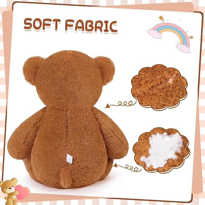 Giant Teddy Bear 47" Stuffed Animals Plush Toy, 4 Feet Cute Life Size Big Soft Bear for Boy Girl Birthday Valentine Mother's Day, 5LBs, 120CM, Dark Brown