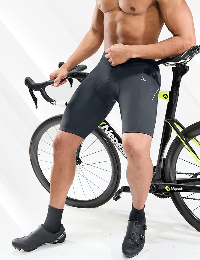 Nepest Men's Bike Shorts 4D Padded Cycling Road Biking Riding Biker Bicycle Mountain Cycle Shorts Zipper Pockets