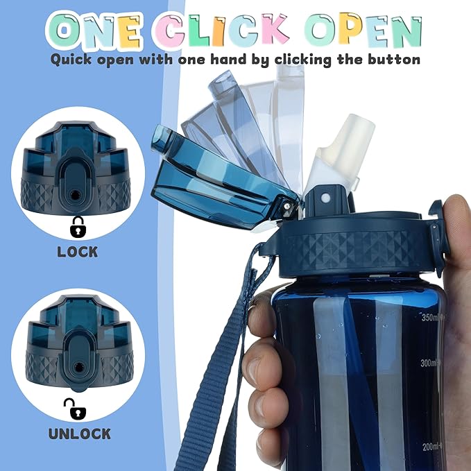 OLDLEY 12oz Kids Water Bottle for School - Motivational With Silicone Straw, Leak-Proof Tritan BPA-Free, Reusable for Girls Boys, Cherry Blossom