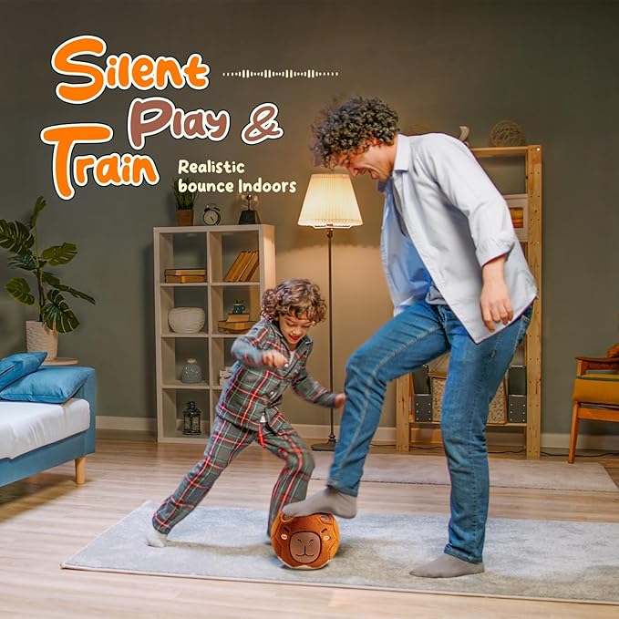 Silent Indoor Soccer Balls for Toddlers, Inflatable Soft Plush Baby Toddler Soccer Ball Toys Gifts for 0+Year Old Boy Girl First Birthday Gift (Capybara, Pump Include)