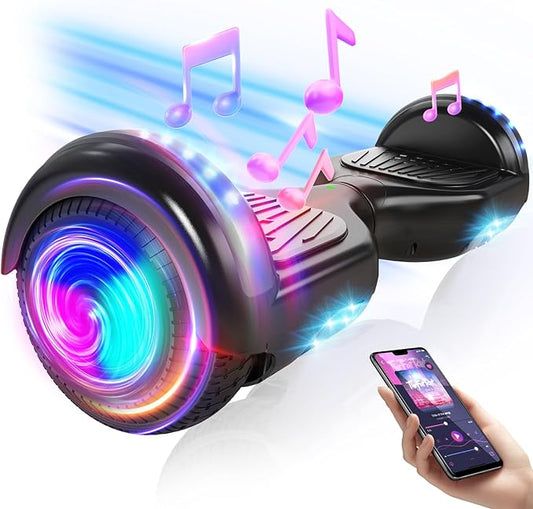 Scooter with Seat Attachment for Kids Adults, 6.5'' 8.5''Balancing Scooter with Bluetooth Speakers & Colorful LED Light with Kart