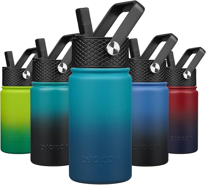 BJPKPK Insulated Water Bottle with Straw Lid, 15oz Cute Water Bottles, Stainless Steel Metal Thermo, Reusable BPA Free Leak Proof Tumblers, Cups,Vast