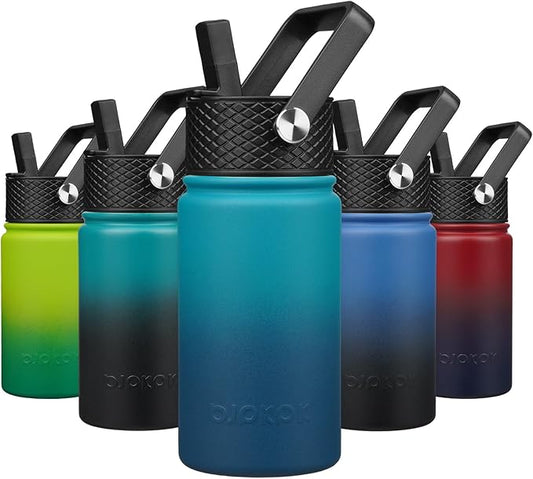 BJPKPK Insulated Water Bottle with Straw Lid, 15oz Cute Water Bottles, Stainless Steel Metal Thermo, Reusable BPA Free Leak Proof Tumblers, Cups,Vast