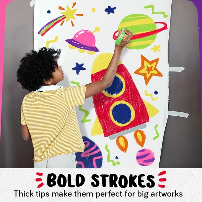 12 Tempera Paint Sticks for Kids & Toddlers - Quick Dry, Non-Toxic Washable Paint for Kids | Art & Craft Supplies Set, Solid Painting Markers with Metallic Gold & Silver Color Ages 1 2 3 4 5 6