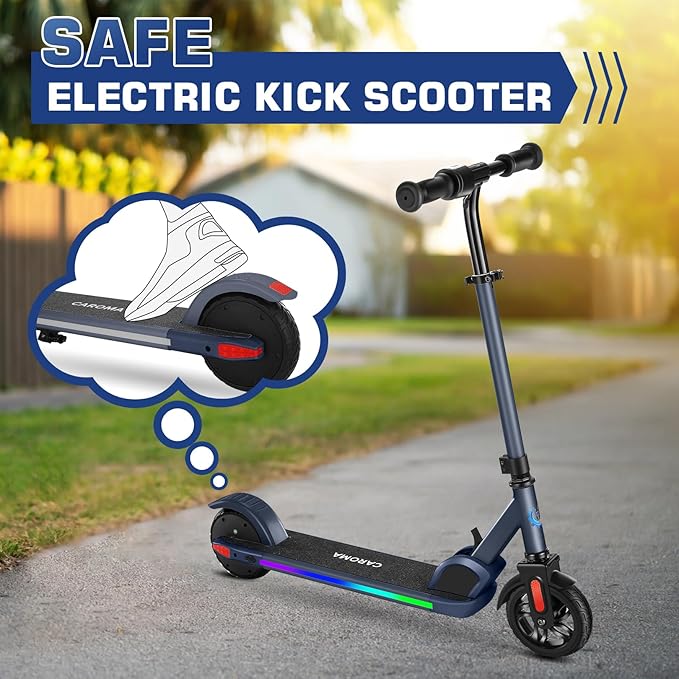 Caroma Electric Scooter for Kids Ages 6-14, 250W/180W/150W Motor & 15 Mph, 85 Mins Ride Time, Adjustable Height & Speed, LED Display, Kids Electric Scooter, Best Gifts for Boys & Girls