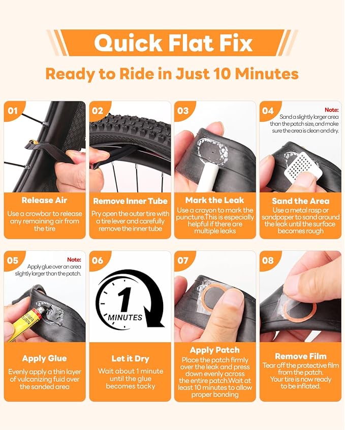 35 Pcs Bike Tire Repair Kit, Bicycle Inner Tube Patch Kit with Vulcanizing Patches, Tire Lever, Road Bike Flat Tire Patch Kits - Portable Case for Ebike, Motorcycle & Cycling Inflatable Tubes