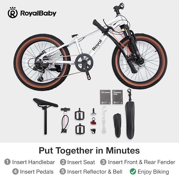 RoyalBaby Kids Mountain Bike for Boys and Girls, Ultra-Light Aluminum 20-24 Inch Wheel Bicycle for 6-14 Years Old Children, 7/21-Speeds Drivetrain