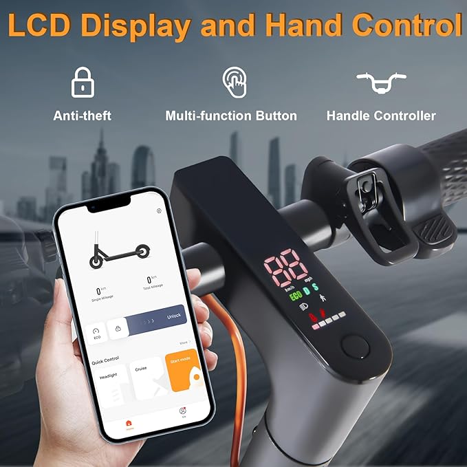 M2MAX-B Electric Scooter, 18 Miles Range, 350-500W Motor & Max Speed 20 Mph, 10" Pneumatic Tires, Cruise Control, Folding Commuter E-Scooter for Adults,with Locking Function