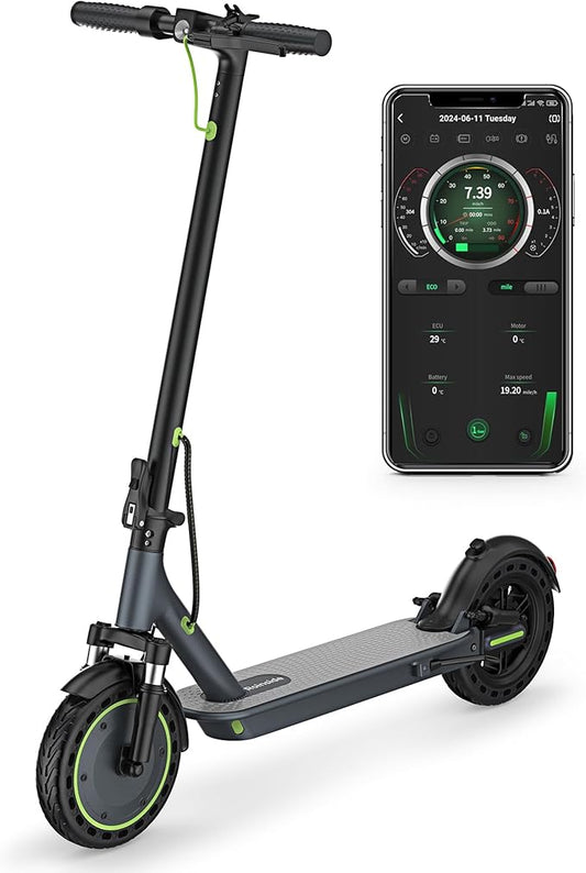 Electric Scooter - 8.5"/10'' Solid Tires, 350W/500W Motor, Up to 19-22MPH and 21-24Miles Long-Range Portable Commuting Scooter for Adults with Double Braking System and App