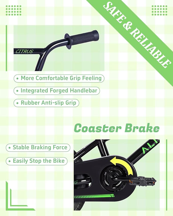 12 14 16 20 Inch Kids Bike BMX Style Bicycle with Training Wheels for 2-14 Years Old Toddlers Boys Girls Coaster Brake Multiple Colors