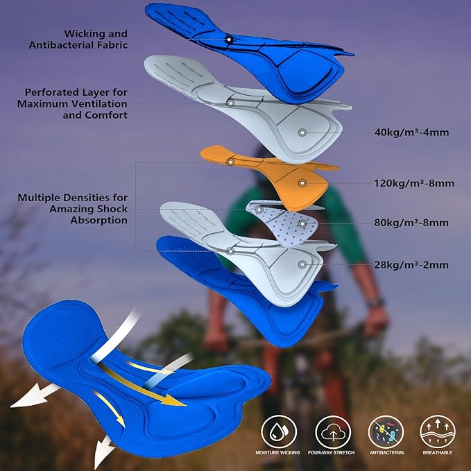 Men's Mountain Bike Shorts 3D Padded Baggy Bicycle Riding Cycling Shorts Quick Dry Lightweight Biking Shorts