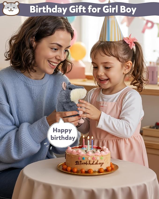 Ayeboovi Kids Toys Talking Hamster Repeats What You Say, Stuffed Animals for Toddler Kid Birthday Gift, Fun Interactive Plush Autism Toy for 3 4 5 Years Old Boys Girls