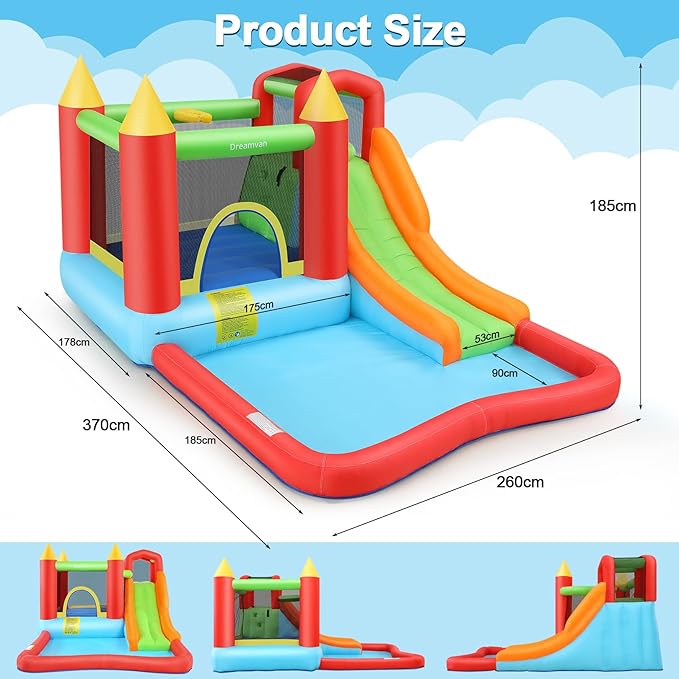 AKEYDIY Inflatable Bounce House for Kid 3-12 Gifts |13 x 12ft Kids Bounce Castle Jump 'n Slide, Rocket Bouncer W/Long Slide,Climb&Jump All-in-one Bounce House for Indoor Outdoor Party