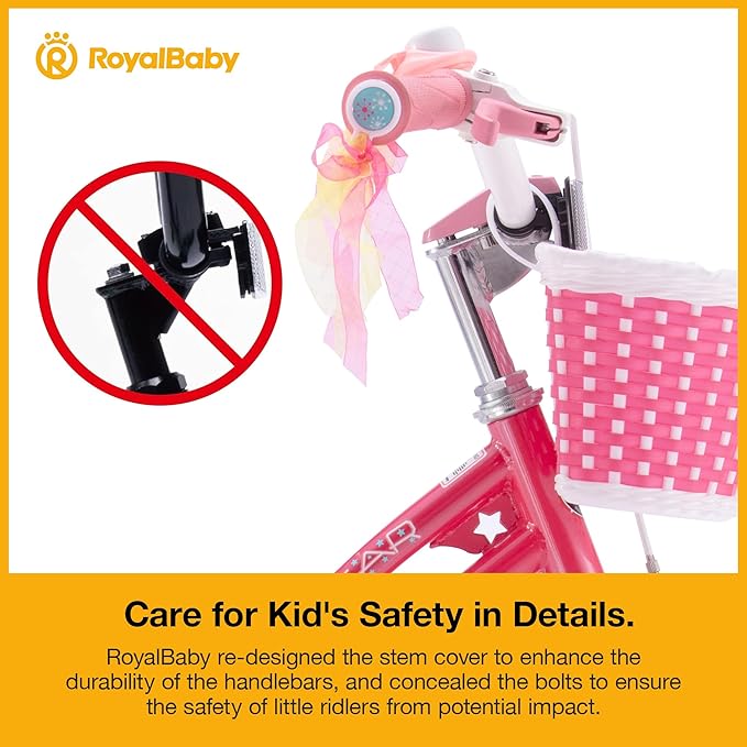 RoyalBaby Girls Bike Classic & EZ Kids Bike, Balance and Pedal Bicycle, 12 14 16 18 20 Inch Toddlers to Big Kids 3-10 Years