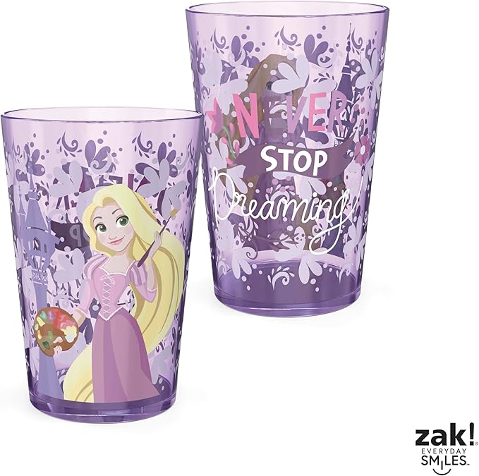 Zak Designs 14.5oz Disney Princess Nesting Tumbler Set Includes Durable Plastic Cups, Fun Drinkware is Perfect for Kids, 4pk (14.5oz, Belle & Jasmine & Ariel), PYRP-0731