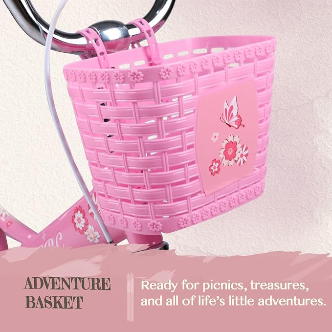 Glerc Sasha Girls Bike, 12-20 Inch Kids Bike for Children Ages 2-13 Years, Kids Bicycle with Doll-Seat & Basket & Training Wheels, Multiple Colors