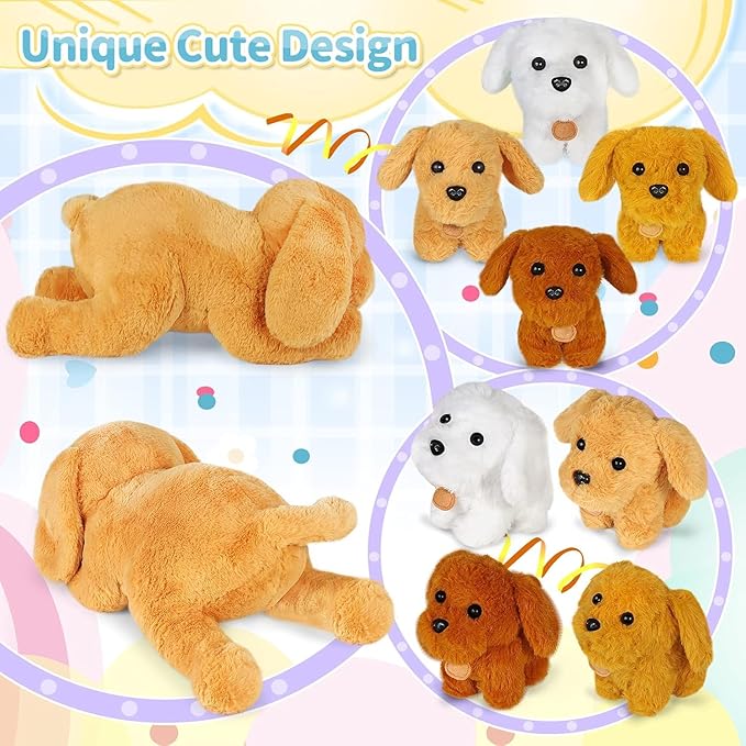 KMUYSL Puppy Stuffed Animals Toys for Ages 0 1 2 3 4 5 6 7 8+ Years Old Kids - Mommy Dog with 4 Baby Puppies in Her Tummy, Idea Xmas Birthday Gifts for Baby, Toddler, Girls, Boys