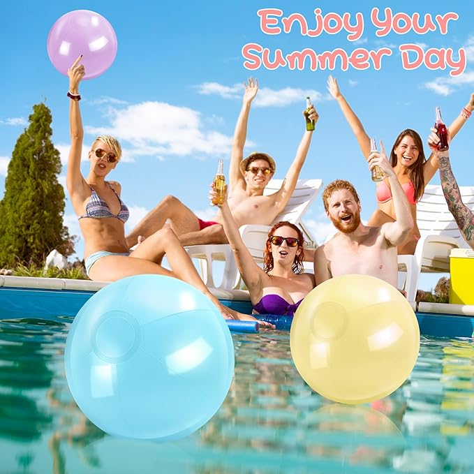 12 Pcs Inflatable Beach Balls Bulk Macaron Color Jumbo Large Beach Balls Pool Game Toys for Summer Swimming Back to School Party Games Water (8 Inch)
