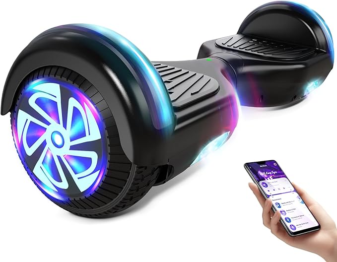 Scooter with Bluetooth Corlorful LED Lights, 6.5" Wheels, Dual 300W Motor Scooter for Kids Girls Boys Adults, All Ages