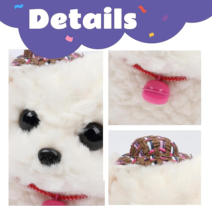 Cuteoy Walking White Dog Stuffed Animal Talking Wagging Nodding Educational Plush Puppy Toy Electric Interactive Animated Plushies for Girls Boys Birthday